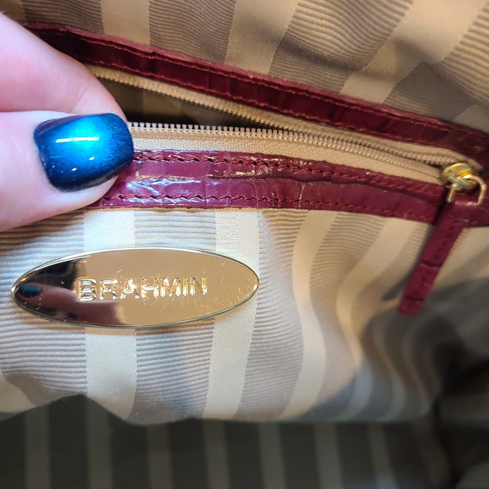 Brahmin Vintage Vivian Prissy Raspberry Set With Wallet EUC made in Italy